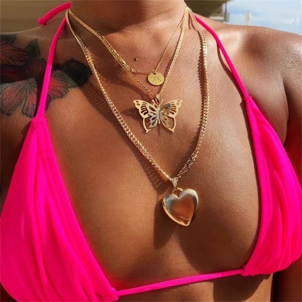 Letter A Hollow Butterfly Heart Pendant